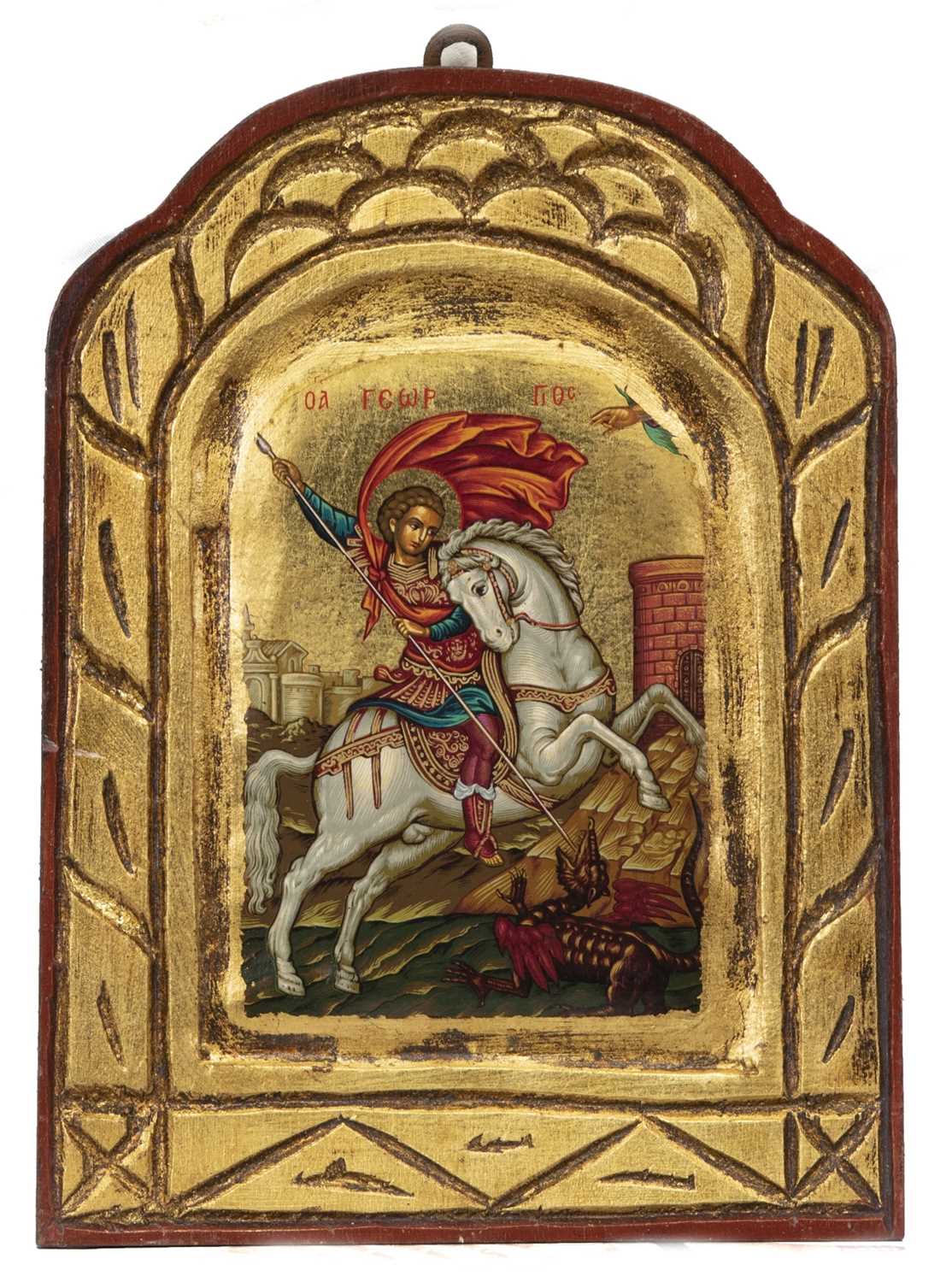 Lot 62 - SAINT GEORGE AND THE DRAGON, A RUSSIAN ICON