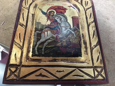 Lot 62 - SAINT GEORGE AND THE DRAGON, A RUSSIAN ICON