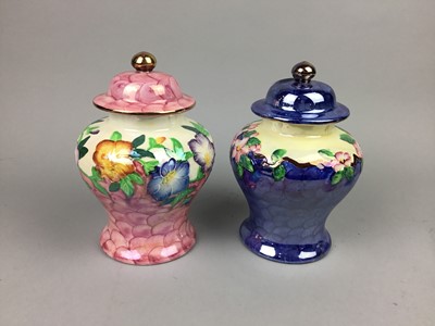 Lot 385 - A PAIR OF MALING JARS WITH COVERS AND OTHER CERAMICS