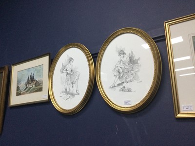 Lot 407 - A WILLIAM RUSSELL FLINT PRINT, TWO DRAWINGS AND ANOTHER