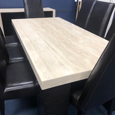 Lot 431 - A MODERN STONE DINING SUITE