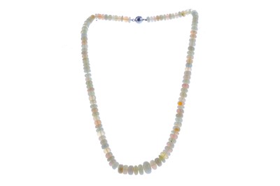Lot 1392 - A FACETED OPAL BEAD NECKLACE