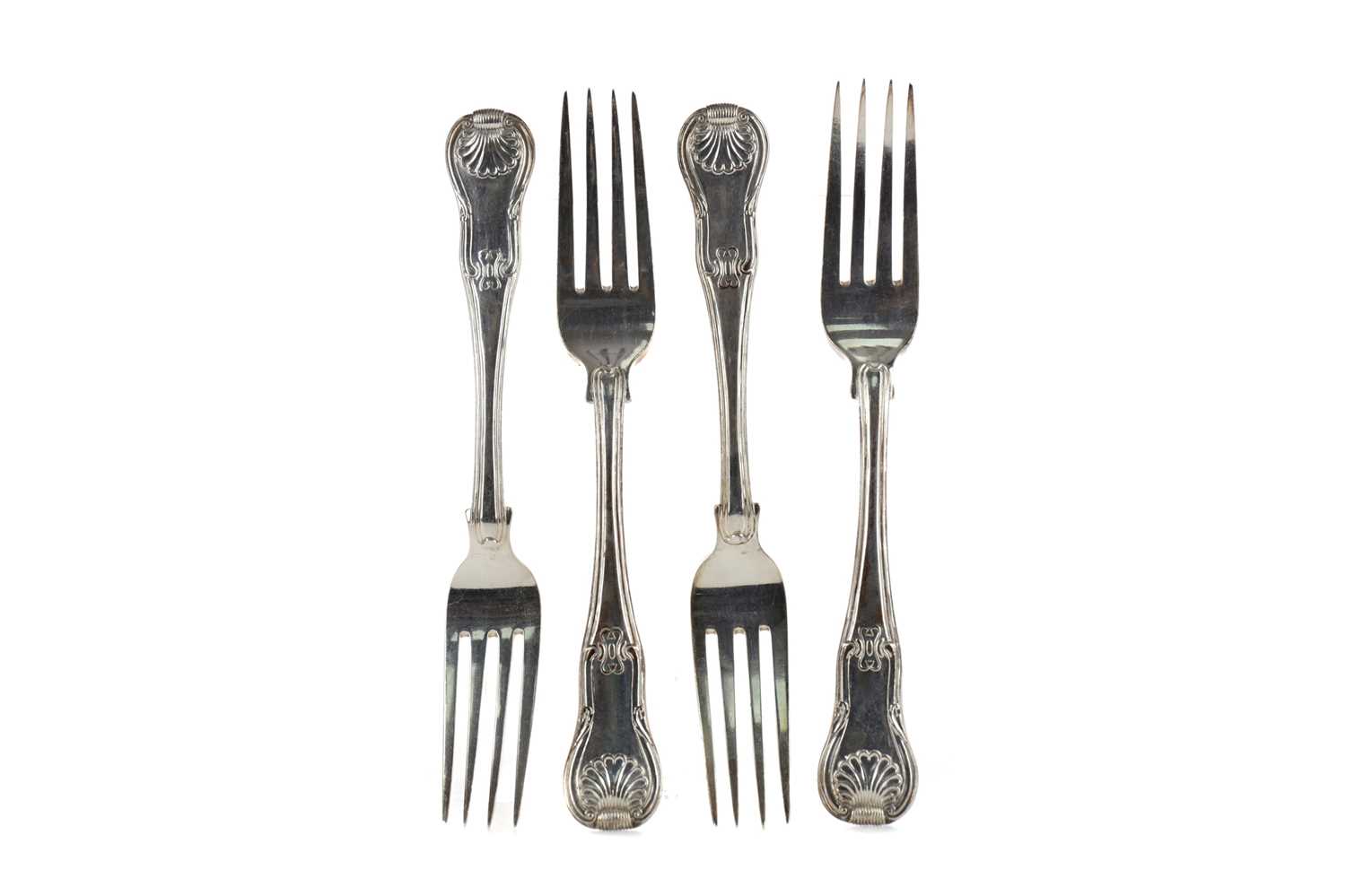 Lot 483 - A COMPOSITE SET OF EIGHTEEN GEORGE III SILVER KING'S PATTERN TABLE FORKS