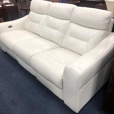 Lot 473 - A MODERN WHITE LEATHER SETTEE