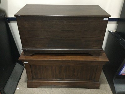 Lot 474 - A STAINED WOOD BLANKET CHEST AND ANOTHER