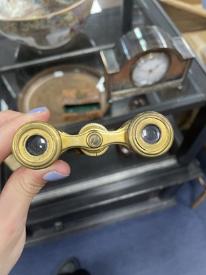 Lot 483 - A MAPPIN & WEBB MANTEL CLOCK AND A PAIR OF OPERA GLASSES