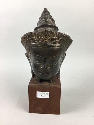 Lot 532 - AN ASIAN BRONZE BUST OF A GODDESS