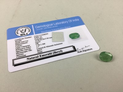 Lot 40 - CERTIFICATED UNMOUNTED EMERALD