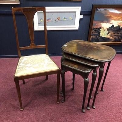 Lot 543 - AN EDWARDIAN BEDROOM CHAIR AND A NEST OF TABLES