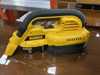 Lot 554 - A DEWALT HEAVY DUTY CORDLESS WET/DRY VACCUM AND OTHER TOOLS