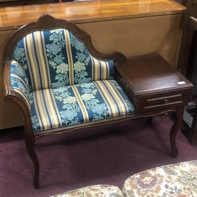 Lot 579 - A REPRODUCTION MAHOGANY TELEPHONE TABLE