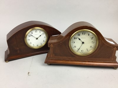 Lot 584 - A HENDERSON'S OF DUNDEE INLAID MAHOGANY MANTEL CLOCK AND ANOTHER