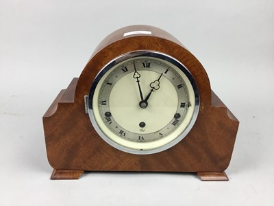 Lot 586 - A STAINED WOOD CASED ELLIOT MANTEL CLOCK