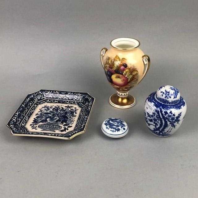 Lot 60 - A CHINESE BLUE AND WHITE LIDDED INK DISH AND OTHER ITEMS