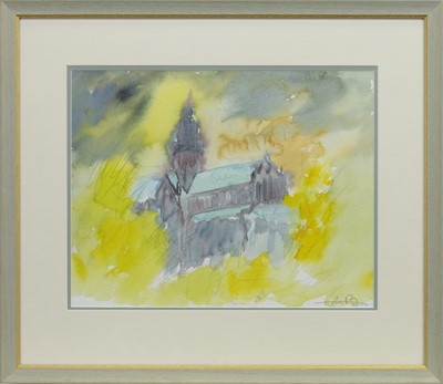 Lot 513 - GLASGOW CATHEDRAL, A WATERCOLOUR BY ANDREW BROWN