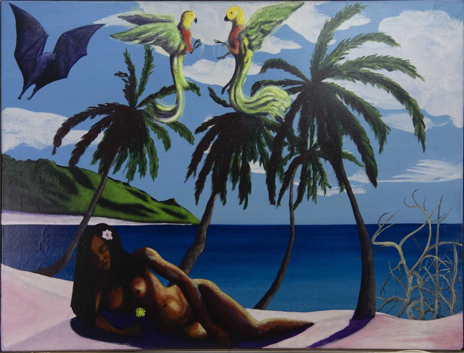 Lot 524 - GAUGUIN'S GIRL, AN OIL BY EDDIE WOLFRAM