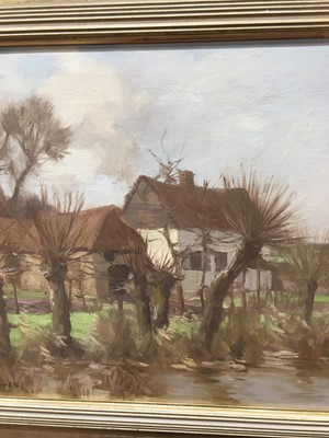 Lot 56 - A FRENCH FARMHOUSE, AN OIL BY DAVID GAULD