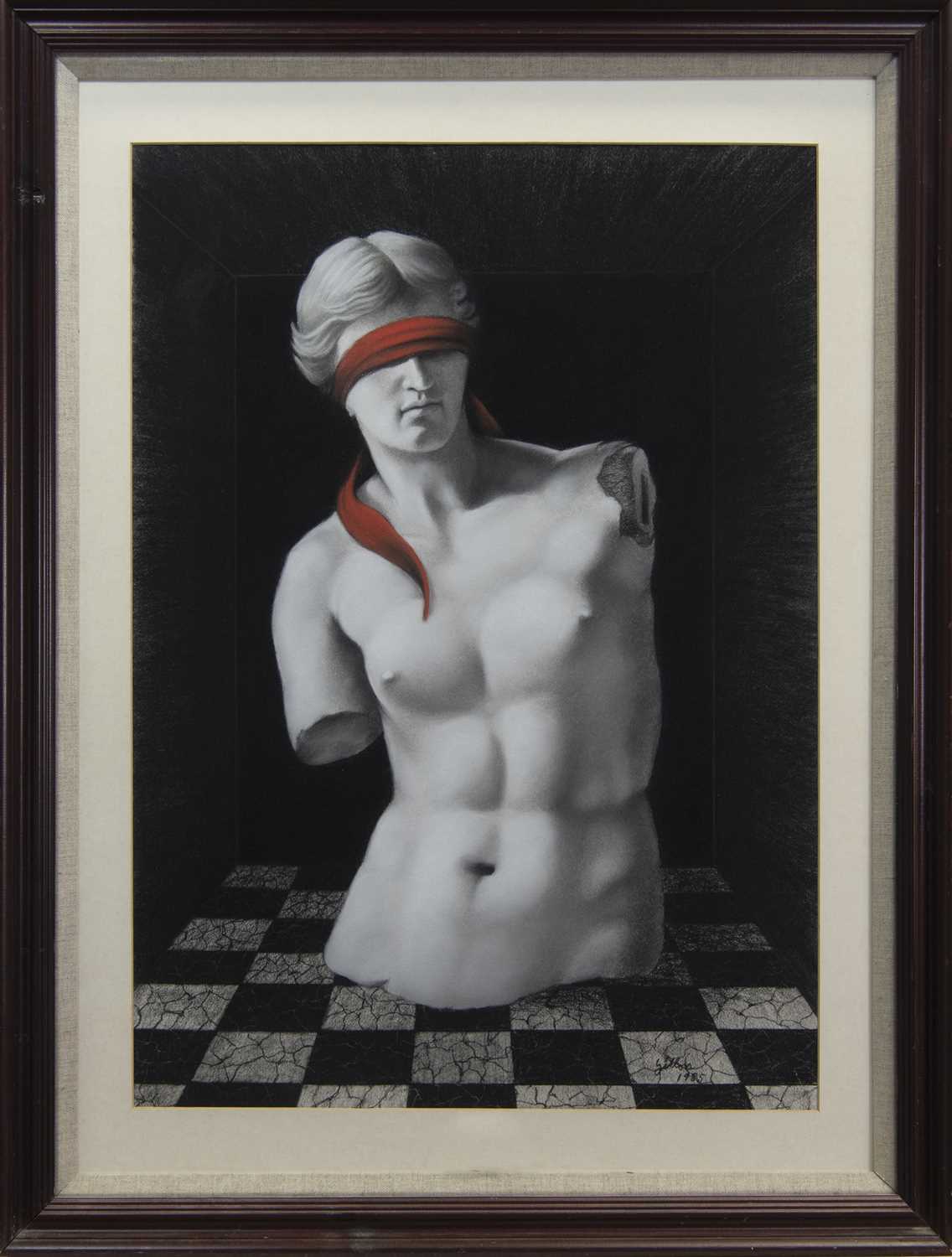 Lot 530 - BLINDFOLDED VENUS, A MIXED MEDIA BY BILL GILLON