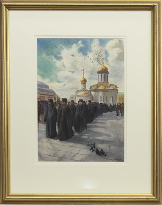 Lot 558 - THE TRINITY LAVRA OF ST SERGIUS, A RUSSIAN WATERCOLOUR