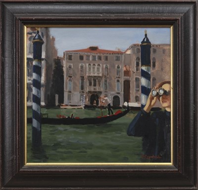 Lot 560 - VENICE SCENE, AN OIL BY ANDREW FITZPATRICK