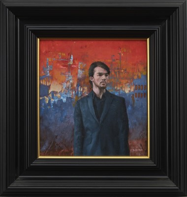 Lot 578 - STANDING OUT, AN OIL BY COLIN DUNBAR