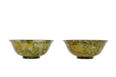 Lot 975 - A PAIR OF CHINESE JADE BOWLS