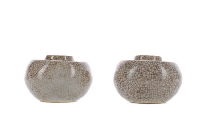 Lot 978 - A PAIR OF CHINESE GE CRACKLE GLAZE WATER POTS