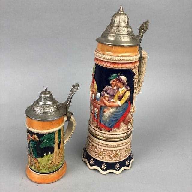 Lot 79 - A 20TH CENTURY GERMAN BEER STEIN AND OTHER CERAMICS