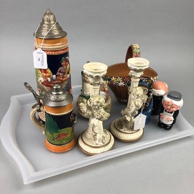 Lot 79 - A 20TH CENTURY GERMAN BEER STEIN AND OTHER CERAMICS