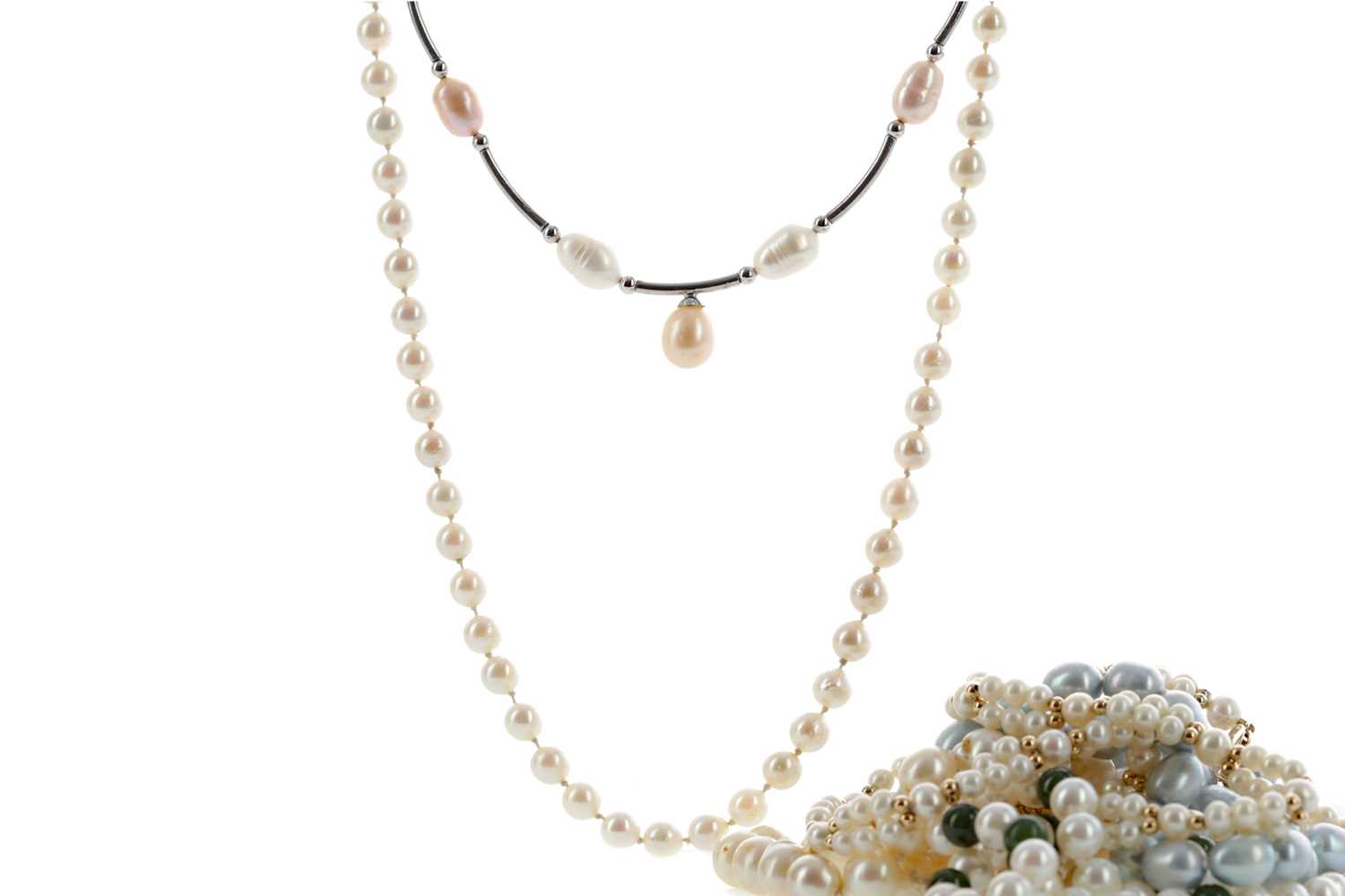 Lot 1421 - NINE PEARL NECKLACES