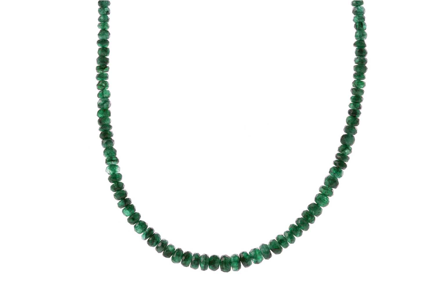 Lot 964 - AN EMERALD BEAD NECKLACE