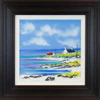 Lot 121 - JOHN DAMARI, ROCKS ON THE BEACH, BARRA oil on...