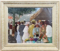 Lot 130 - * CAREL VAN ROOIJEN, DINING AL FRESCO oil on...