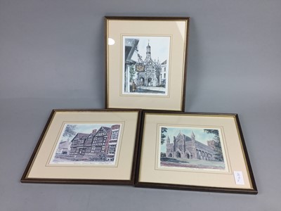 Lot 157 - A CERAMIC WALL HANGING TILE AND FIVE PRINTS