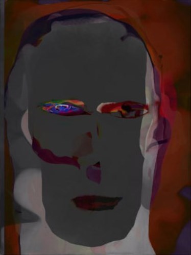 Lot 139 - DOUGLAS THOMSON, HERO HEAD monotype on canvas,...