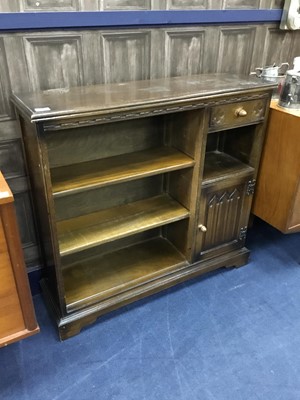 Lot 137 - AN OAK BOOKCASE AND AN OAK LOW TABLE