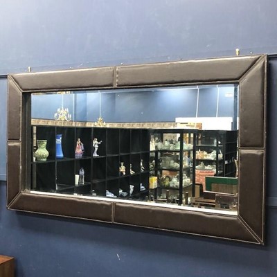 Lot 169 - A RECTANGULAR LEATHER FRAMED WALL MIRROR