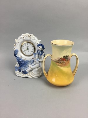 Lot 180 - A ROYAL DOULTON TWIN HANDLED VASE AND OTHER CERAMICS