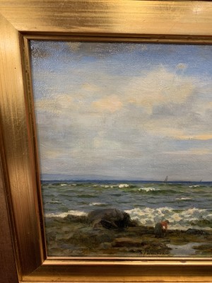 Lot 30 - ON THE BEACH, AN OIL BY DUNCAN CAMERON