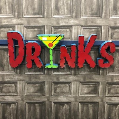 Lot 112 - 'DRINKS', A MEXICAN INDUSTRIAL ART PUB SIGN