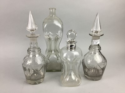 Lot 187 - A LOT OF THREE GLASS DECANTERS AND ANOTHER