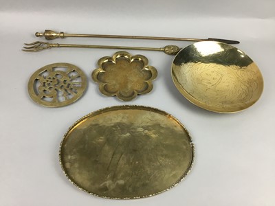 Lot 14 - A LOT OF BRASS, COPPER AND SILVER PLATED WARE
