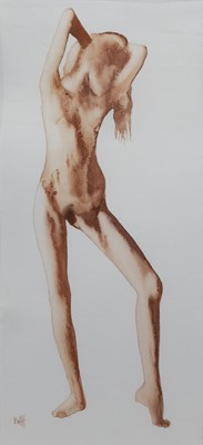 Lot 243 - NUDE STUDY, A WATERCOLOUR BY LEE STEWART