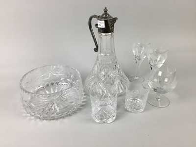 Lot 250 - A CRYSTAL DECANTER AND OTHER GLASS WARE