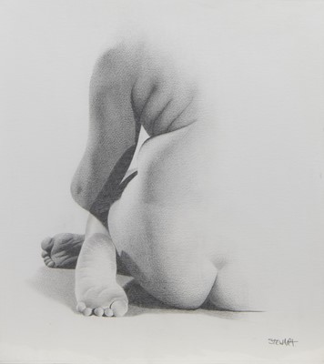 Lot 610 - FOUR NUDE PENCIL SKETCHES BY LEE STEWART