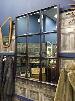 Lot 278 - A PILKINGTON NINE PANE STAINED WOOD MIRROR