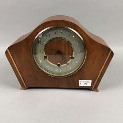 Lot 270 - A SMITHS WALNUT CASED MANTEL CLOCK