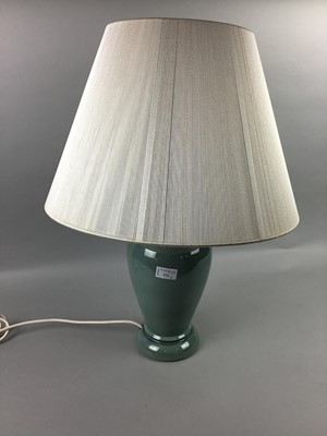 Lot 274 - A PAIR OF MODERN POTTERY TABLE LAMPS AND TWO OTHERS