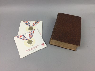 Lot 305 - A LOT OF TWO B.A.T.D. PRE-BRONZE TEST MEDALS, COINS AND AN ENCYCLOPAEDIA