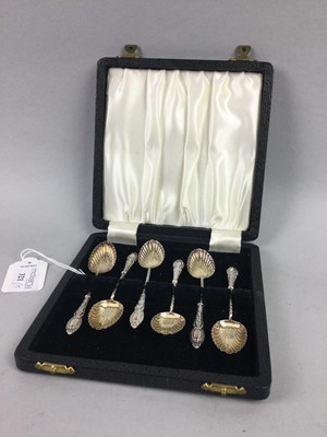 Lot 321 - A SET OF SIX SILVER COFFEE SPOONS AND OTHERS